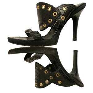 Spago womens shoes  black snakeskin backless 4.25”heel